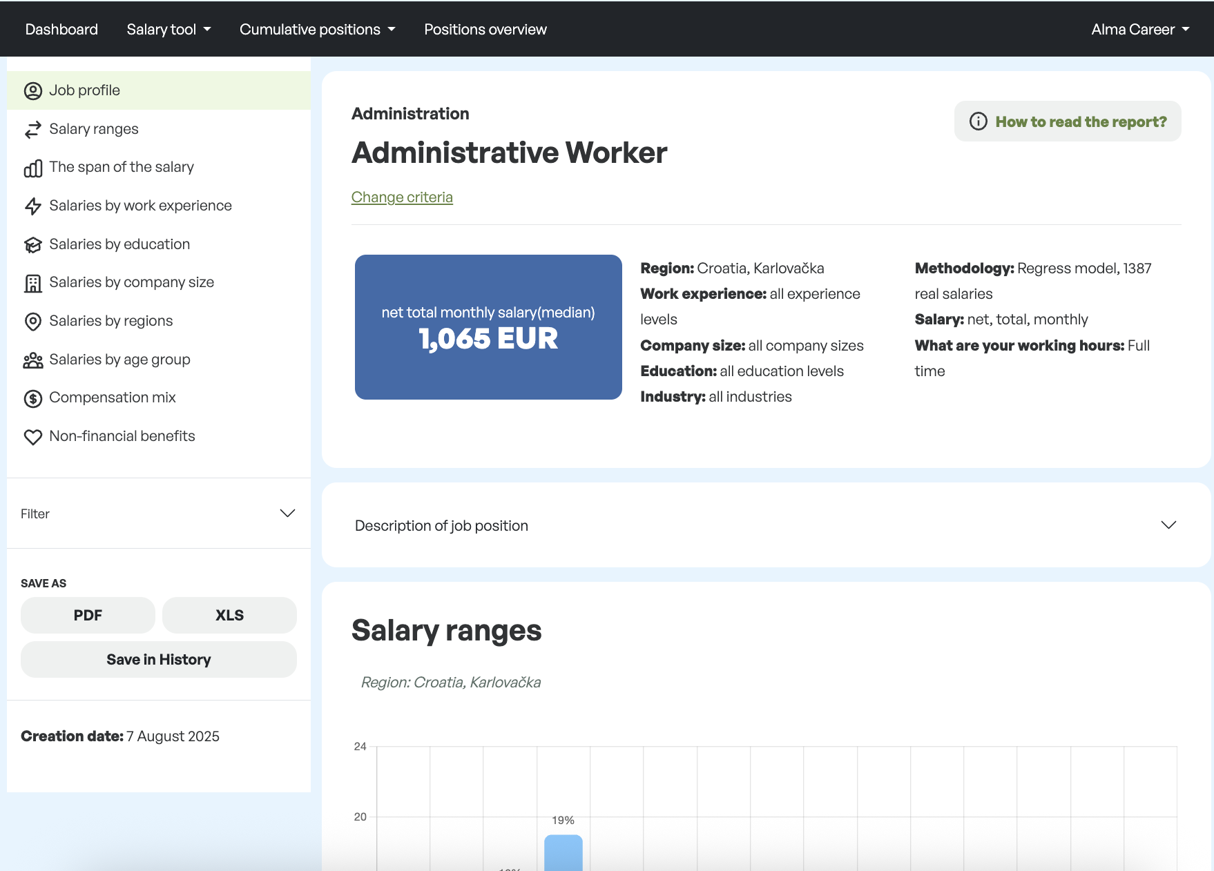 Salary report screenshot