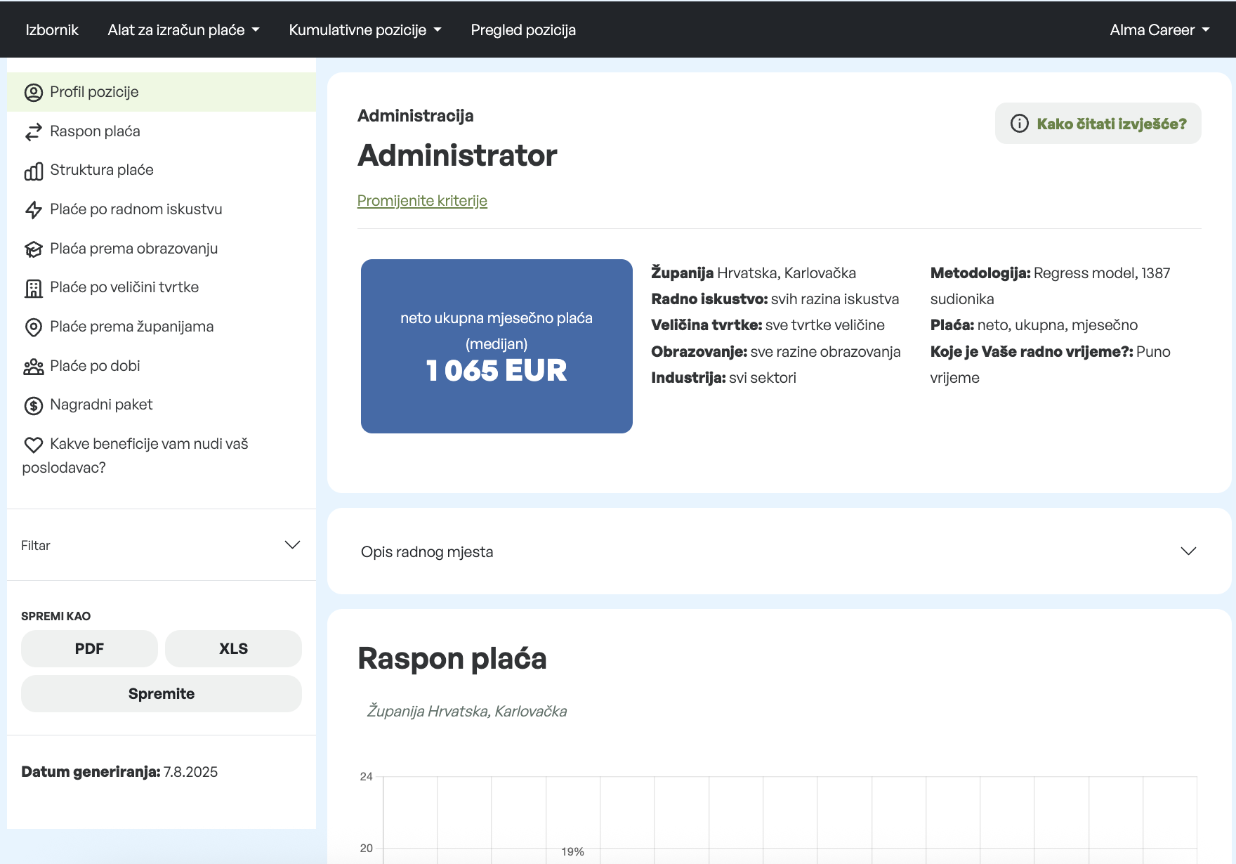 Salary report screenshot